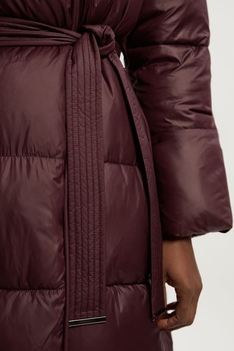 Premium Faux Fur Lined Padded Hooded Belted Midi Coat - Image 4