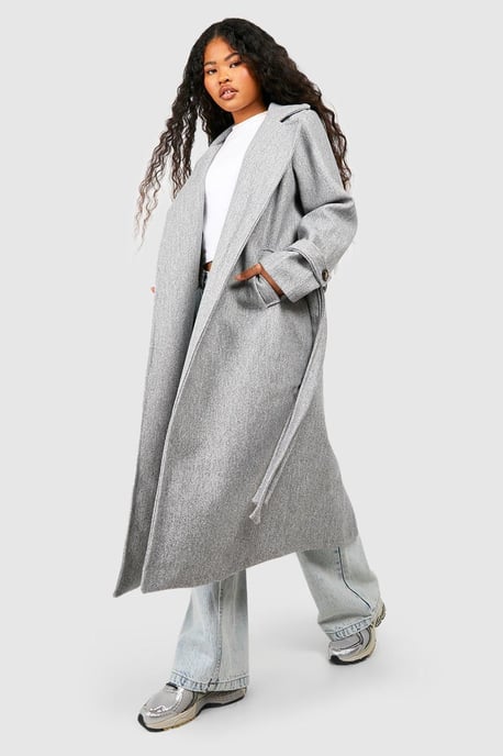 Petite Belted Wool Look Trench - Image 1