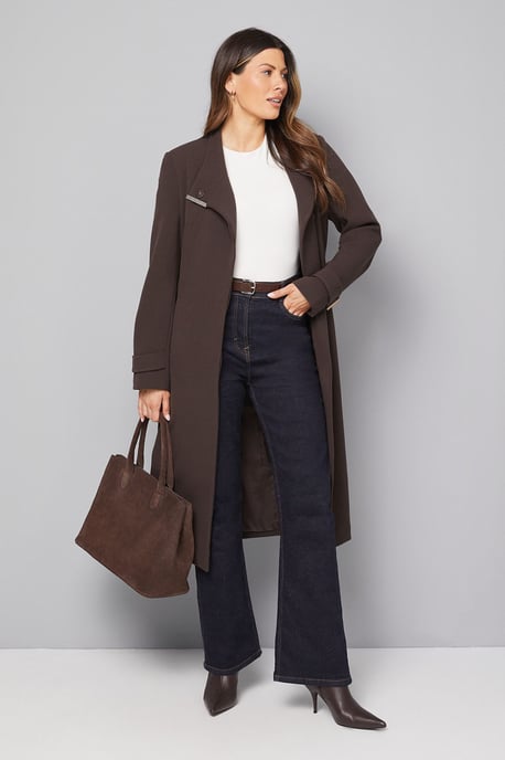 Double Crepe Wrap Belted Coat - Image 1