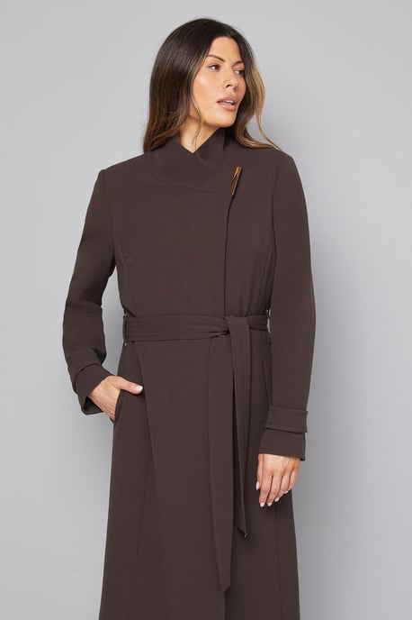Double Crepe Wrap Belted Coat - Image 2