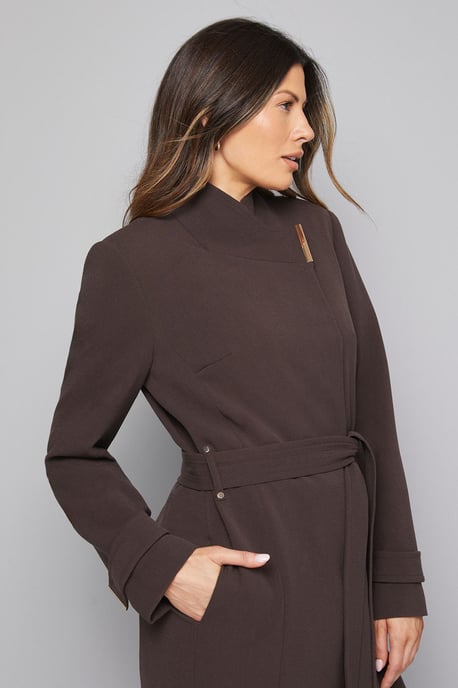 Double Crepe Wrap Belted Coat - Image 3
