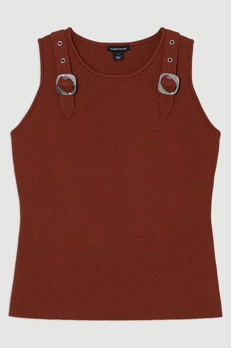 Buckle Trim Knitted Top - Image 1