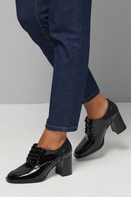 Dante Lace Up High Block Heeled Loafers - Image 1