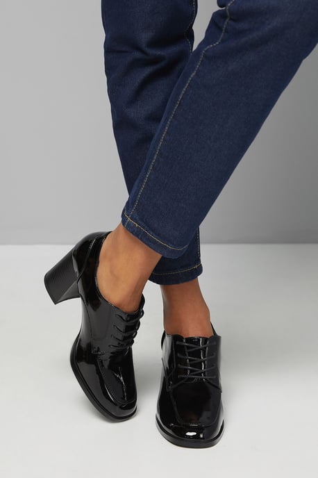 Dante Lace Up High Block Heeled Loafers - Image 2
