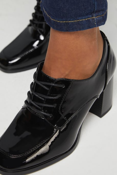 Dante Lace Up High Block Heeled Loafers - Image 4
