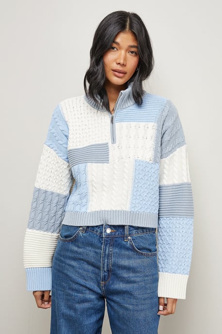 Patchwork Crop Cable Jumper - Image 1