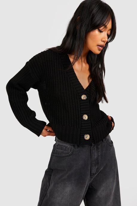 Button Through Crop Cardigan - Image 1