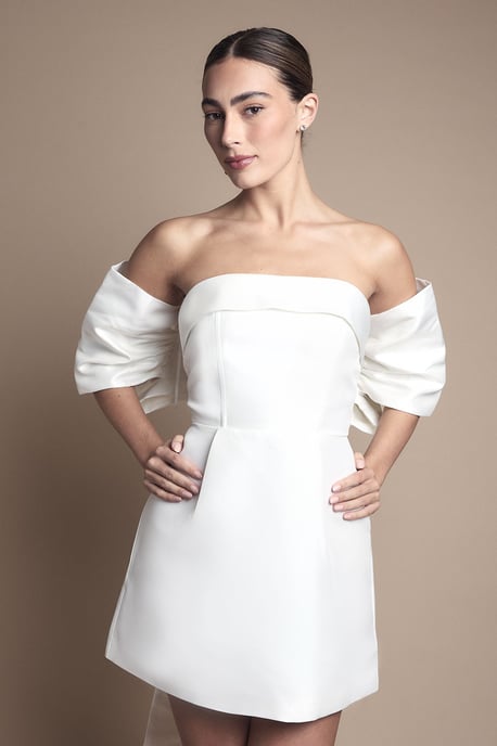 Strapless Minimal Twill Mini Wedding Dress - Image 2