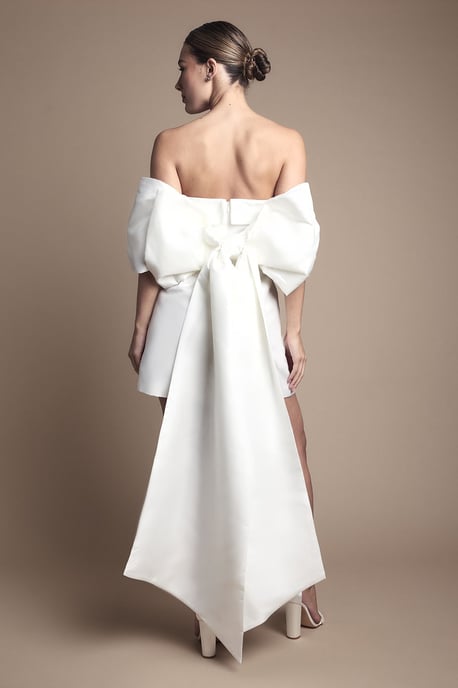 Strapless Minimal Twill Mini Wedding Dress - Image 3
