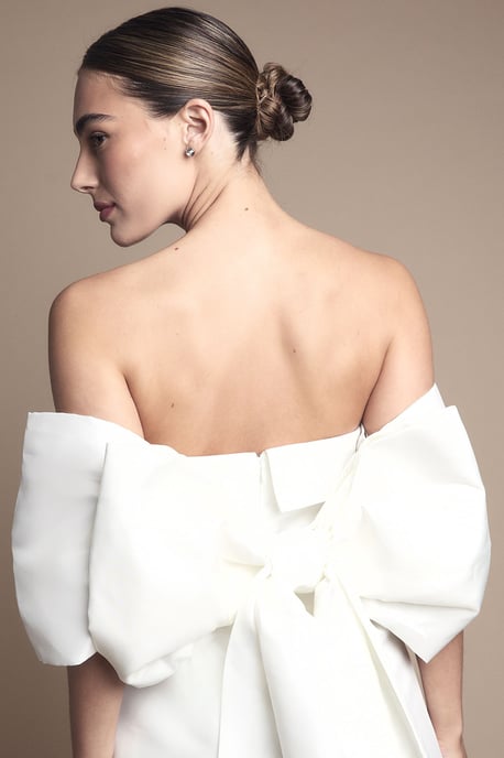 Strapless Minimal Twill Mini Wedding Dress - Image 4