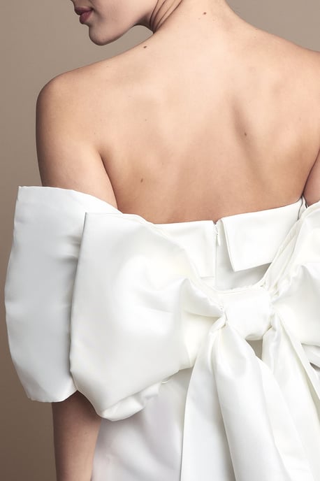 Strapless Minimal Twill Mini Wedding Dress - Image 5
