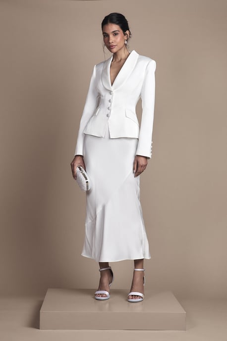Bridal Waisted Jacket With Satin Lapel - Image 2