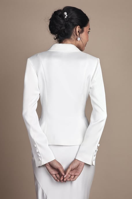 Bridal Waisted Jacket With Satin Lapel - Image 3