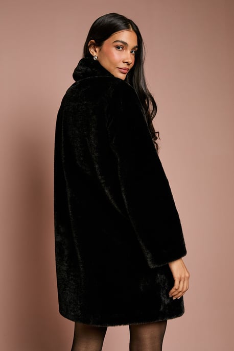 Diamante Fur Button Through Occasion Coat - Image 3