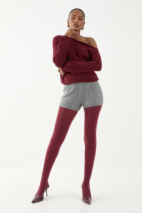 Knitted Asymmetric Neckline Top - Image 2