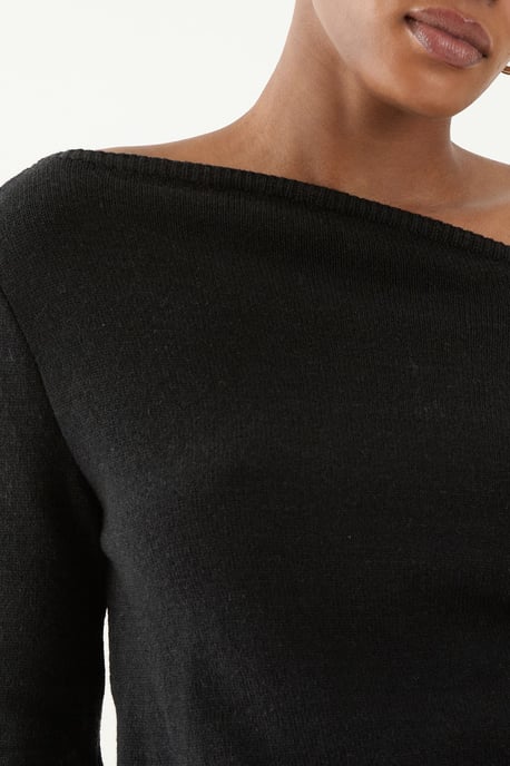 Knitted Asymmetric Neckline Top - Image 5