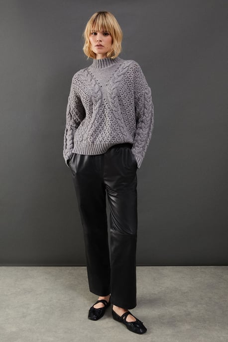 Chunky Cable Knit Roll Neck Jumper - Image 2