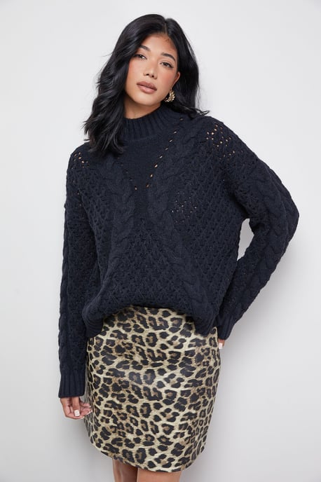 Chunky Cable Knit Roll Neck Jumper - Image 1