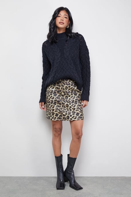 Chunky Cable Knit Roll Neck Jumper - Image 2