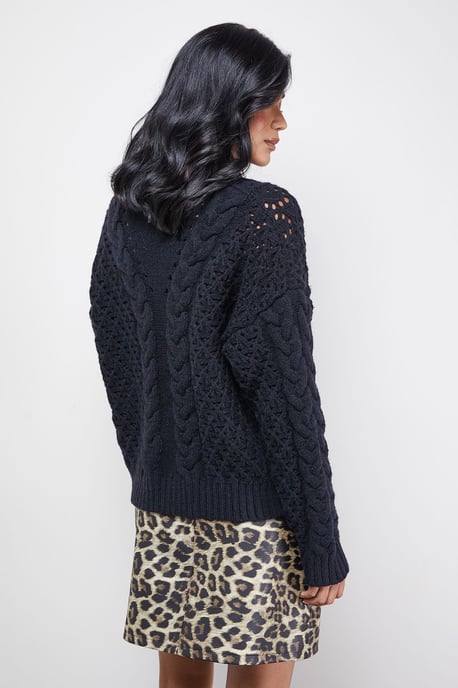 Chunky Cable Knit Roll Neck Jumper - Image 3