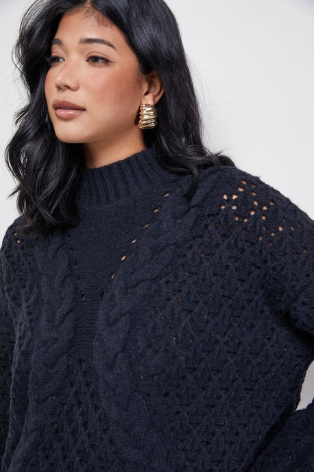 Chunky Cable Knit Roll Neck Jumper - Image 4