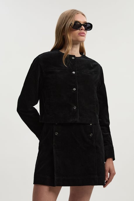 Cord Collarless Tailored Jacket - Image 1