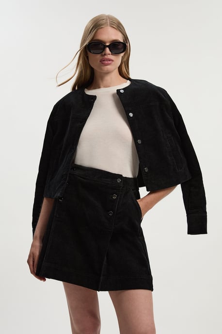 Cord Collarless Tailored Jacket - Image 2