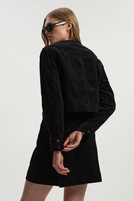 Cord Collarless Tailored Jacket - Image 5