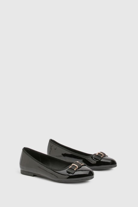 Gold Bow Detail Ballet Flats - Image 1