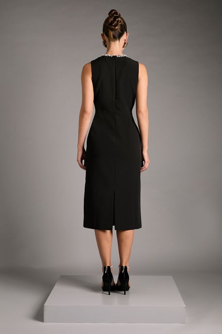 Sleeveless Crepe Midi Dress With Diamante Bow Detail - Image 3