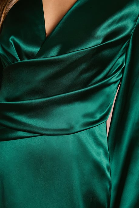 Satin Fringe Hem Wrap Waist Midi Dress - Image 5