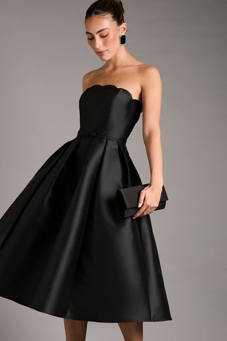 Scalloped Strapless Midi Dress - Image 2