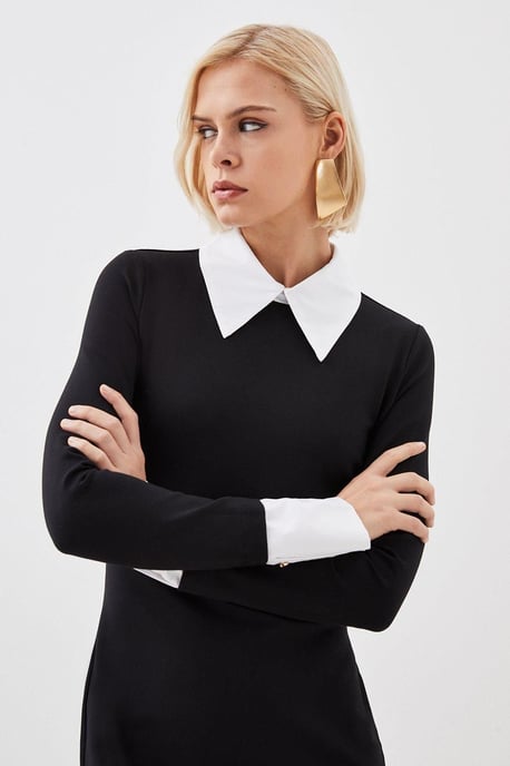 Jersey Cotton Poplin Midi Collar Dress - Image 2