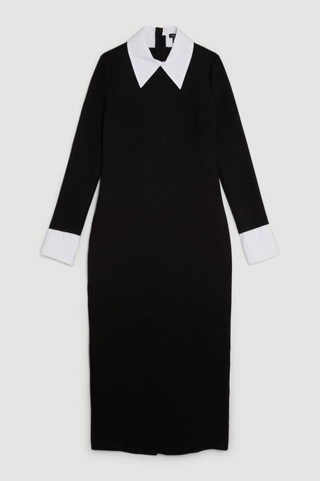 Jersey Cotton Poplin Midi Collar Dress - Image 4