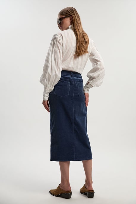 Stretch Cord Midi Pencil Skirt - Image 4