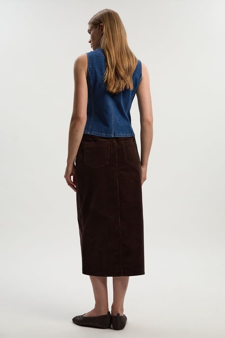 Stretch Cord Midi Pencil Skirt - Image 4