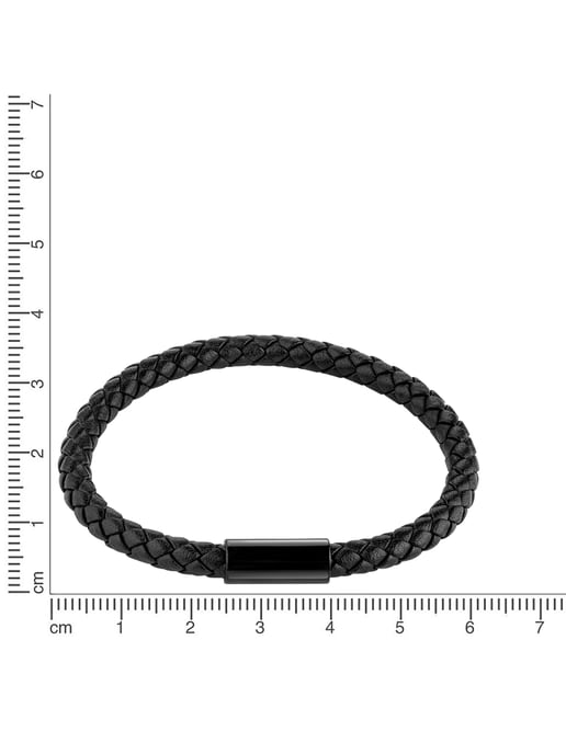 Zeeme Stainless Steel Bracelet Edelstahl Leder schwarz 21cm - Image 2