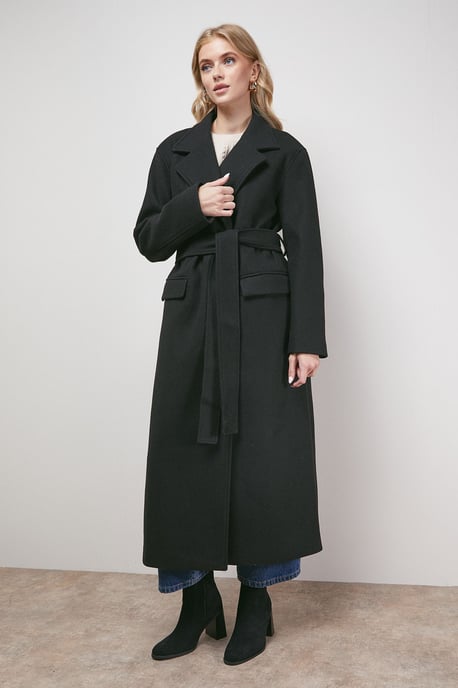 Tie Belt Detail Midi Coat - Image 1