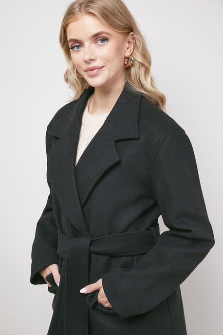 Tie Belt Detail Midi Coat - Image 2
