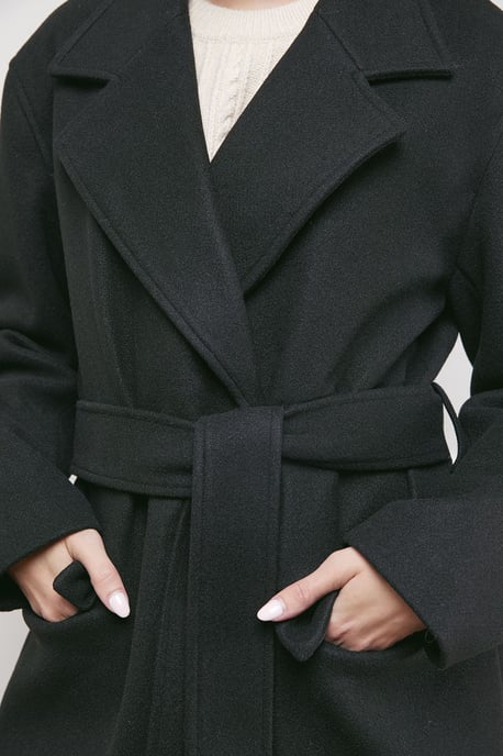 Tie Belt Detail Midi Coat - Image 5