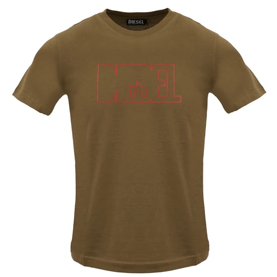 Diesel Outlined Logo Bruin Koffielikeur T-shirt - Image 1