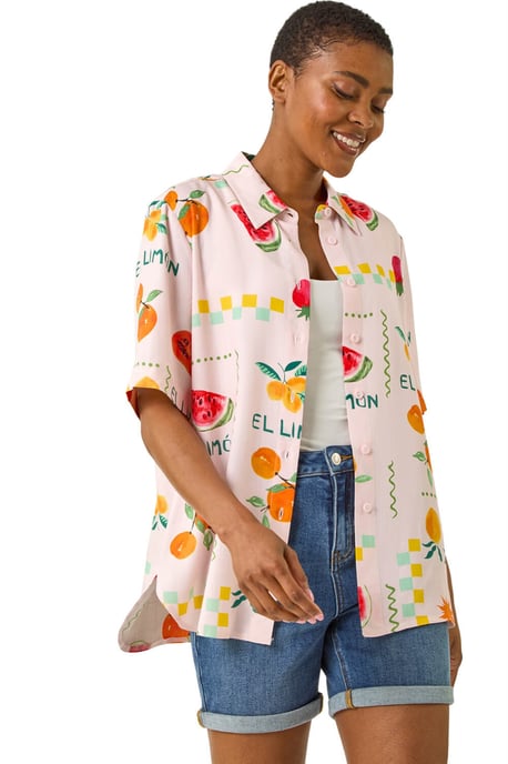 Fruit Print Collared Shirt - Image 1
