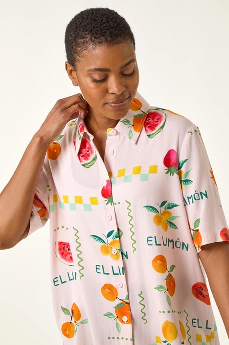 Fruit Print Collared Shirt - Image 4