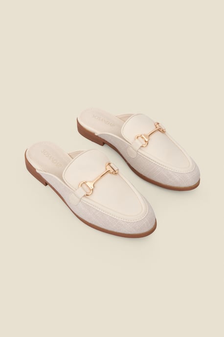 Ecru Gold Snaffle Trim Mule Loafer - Image 2