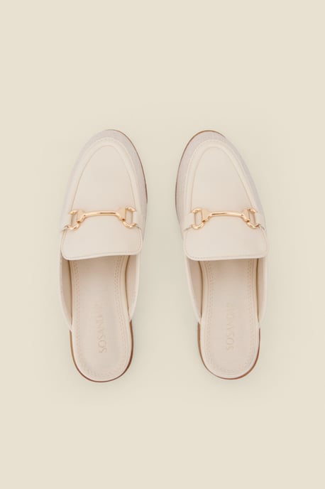 Ecru Gold Snaffle Trim Mule Loafer - Image 3