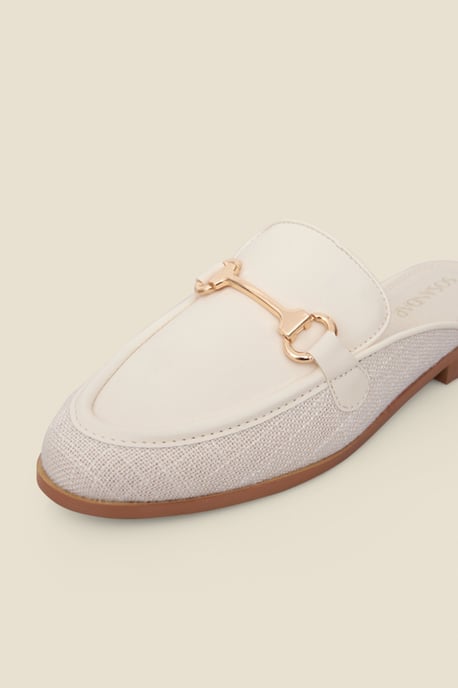 Ecru Gold Snaffle Trim Mule Loafer - Image 4