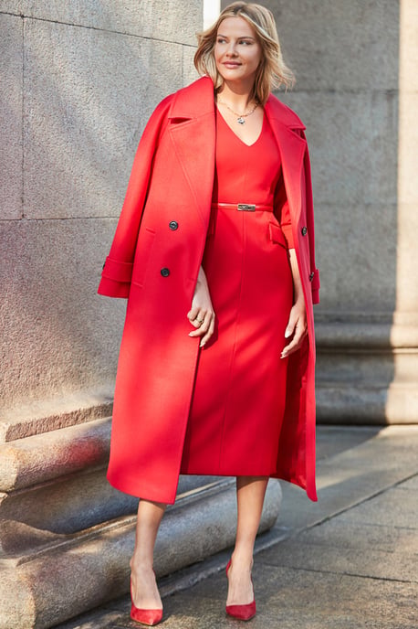 Red Figure Flattering Belted Pencil Dress - Image 5