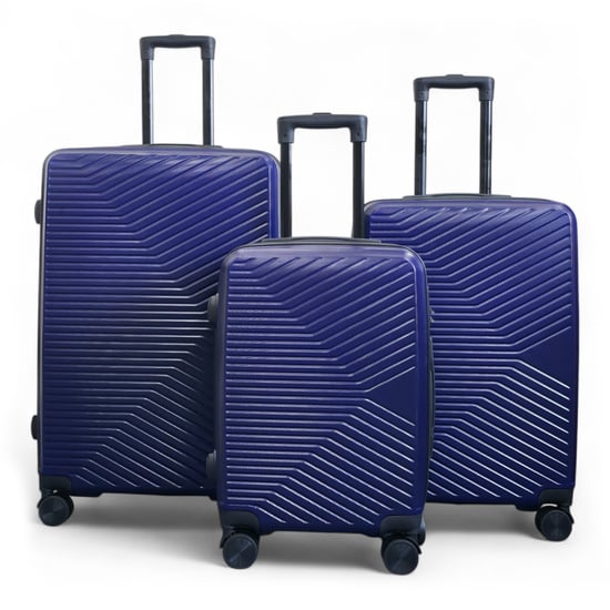 Harde, marineblauwe koffer, robuuste 8-wielige handbagagekoffer - Image 1