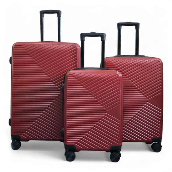 Hardshell Red Suitcase Robust 8 Wheel Cabin Luggage Case Bag - Image 2