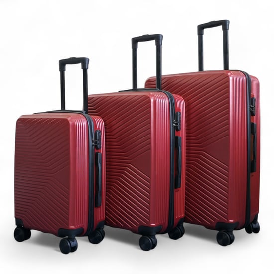Hardshell Red Suitcase Robust 8 Wheel Luggage Cabin Case Bag - Image 4